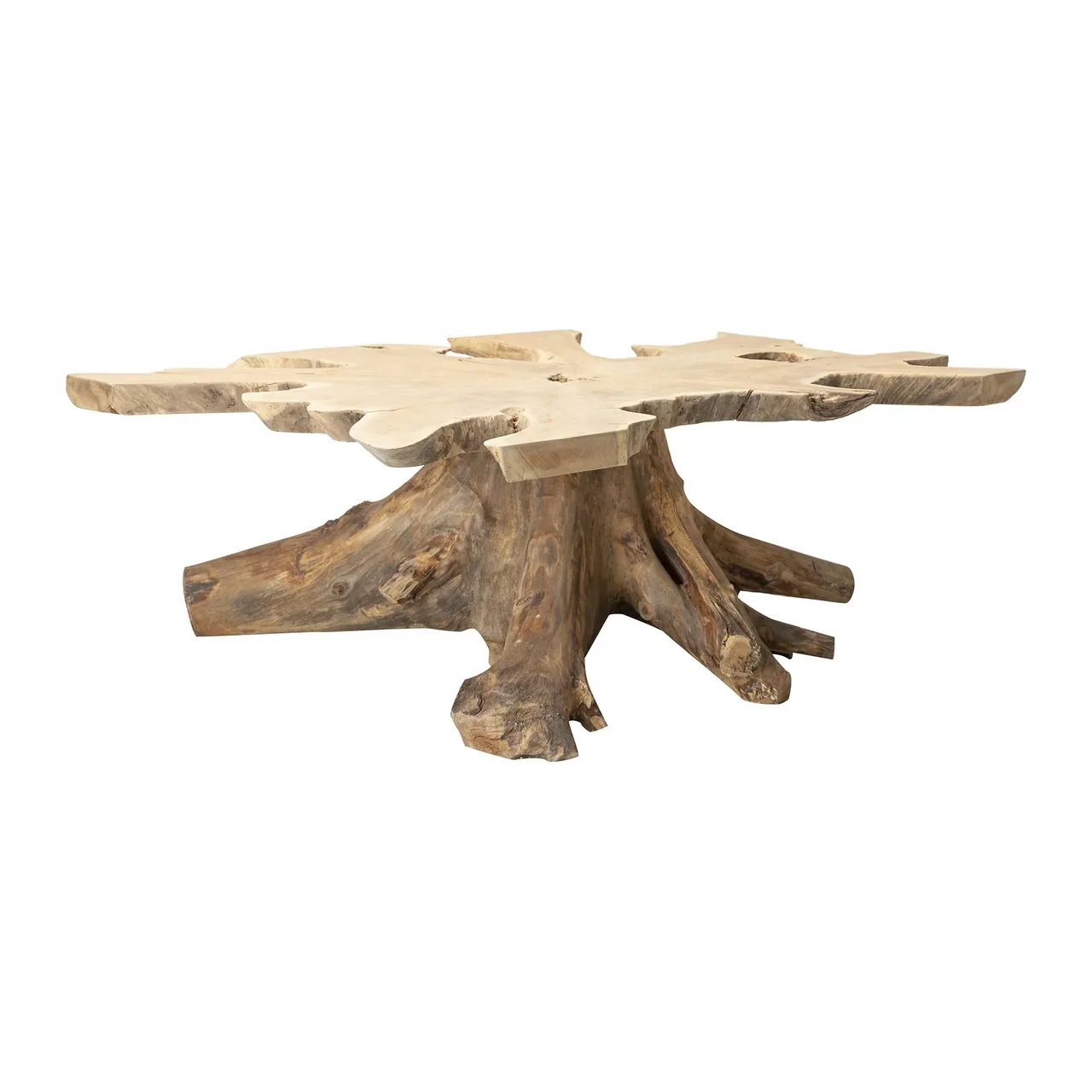 Table basse racine de teck Owiot plateau à contours libres Ethan Chloé 160 cm