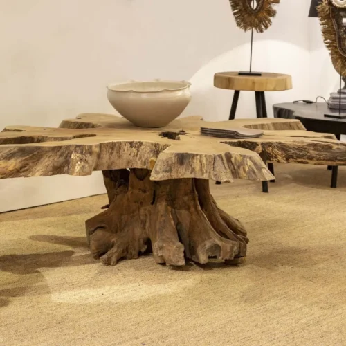 Table basse racine de teck Owiot plateau à contours libres Ethan Chloé 160 cm — vue 2