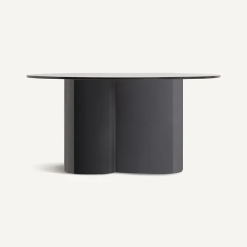 Table basse ronde Capitello verre fumé et gris laqué 80 cm Vical Home