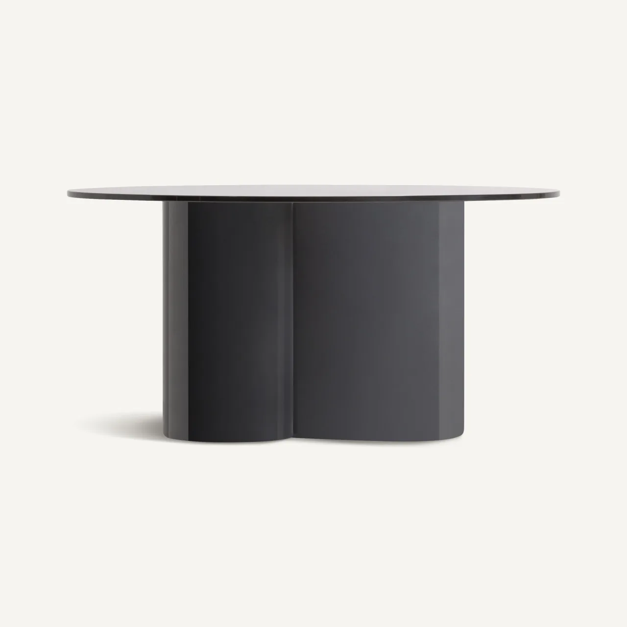 Table basse ronde Capitello verre fumé et gris laqué 80 cm Vical Home