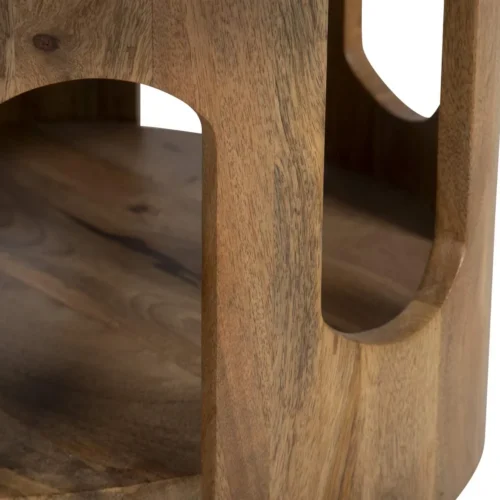 Table basse ronde marbre et bois de mindi base à arcades Ethan Chloé 80 cm — vue 5
