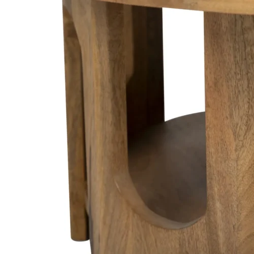 Table basse ronde marbre et bois de mindi base à arcades Ethan Chloé 80 cm — vue 6