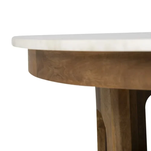 Table basse ronde marbre et bois de mindi base à arcades Ethan Chloé 80 cm — vue 7