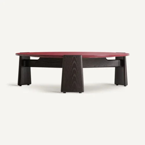 Meuble de salon Table basse Slon ronde rouge et frêne noir Vical Home