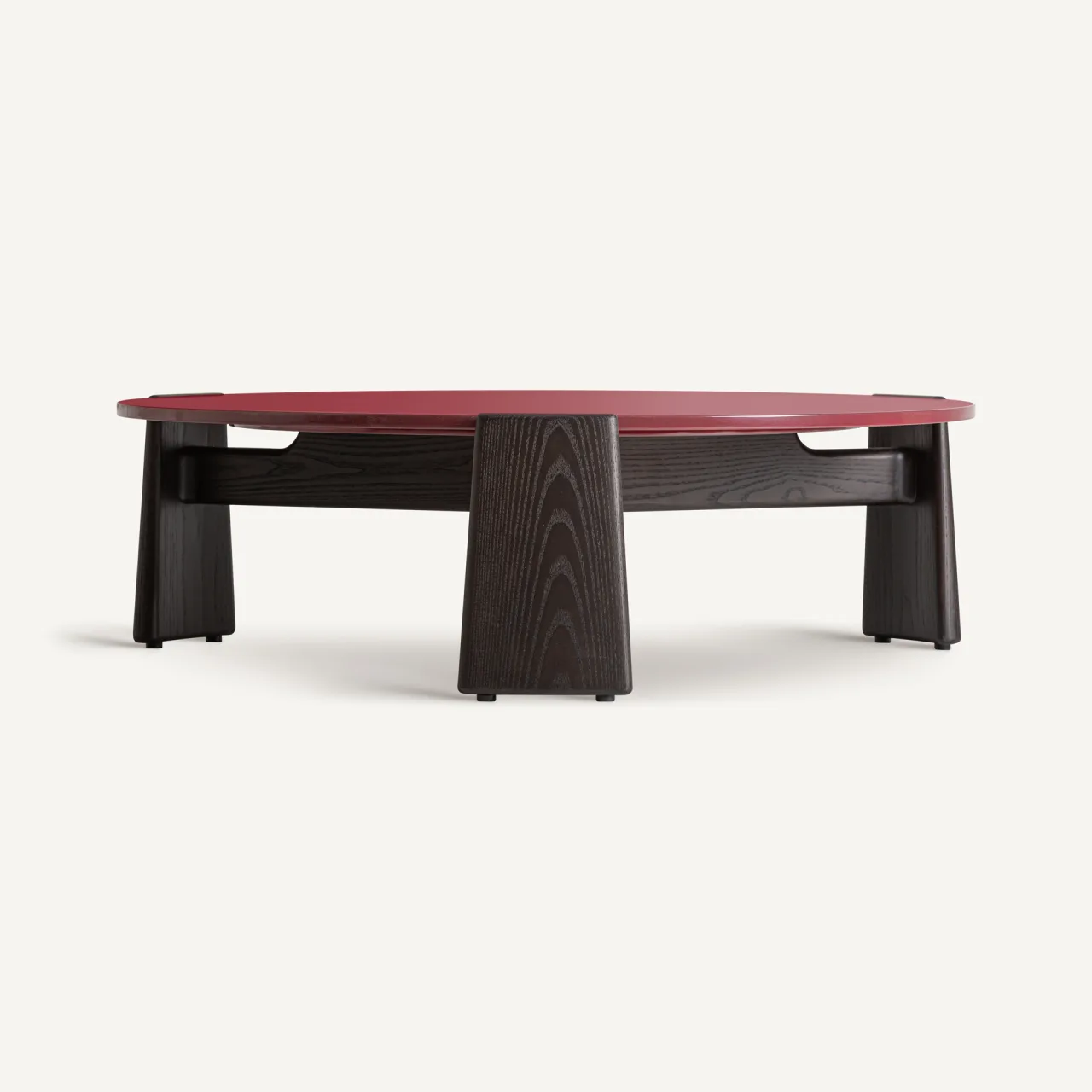 Table basse Slon ronde rouge et frêne noir Vical Home