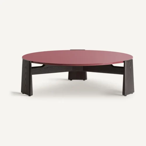Table basse Slon ronde rouge et frêne noir Vical Home — vue 2
