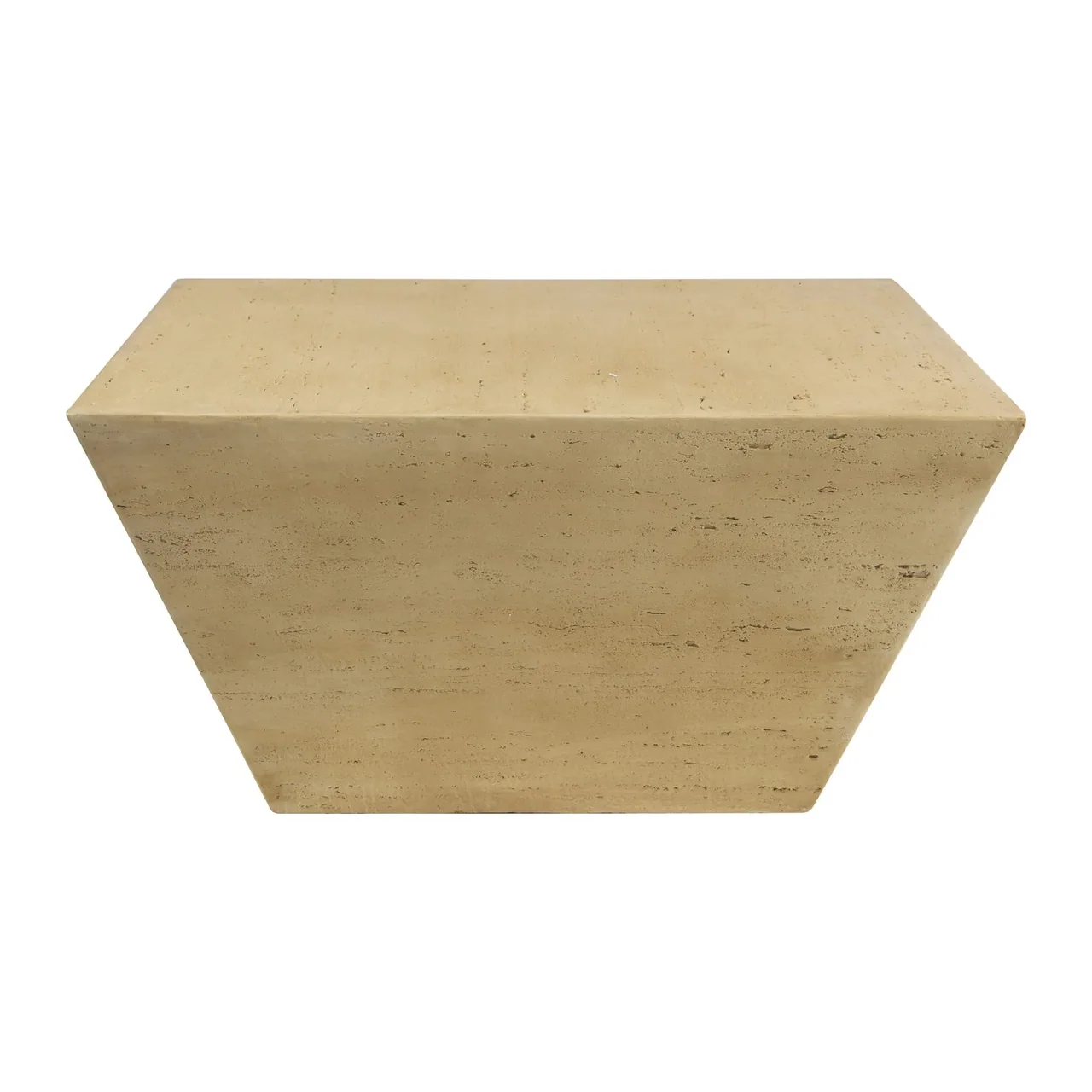 Table basse trapèze aspect pierre beige faces inclinées Ethan Chloé 80 cm