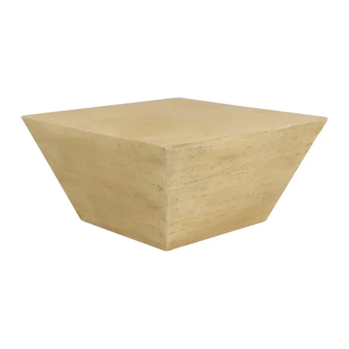 Table basse trapèze aspect pierre beige faces inclinées Ethan Chloé 80 cm — vue 2