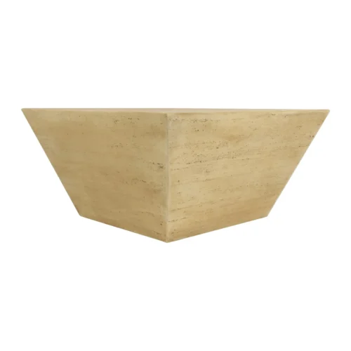 Table basse trapèze aspect pierre beige faces inclinées Ethan Chloé 80 cm — vue 4