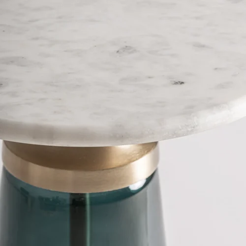 Table basse verre bleu et marbre blanc 31 cm Vical Home — vue 2