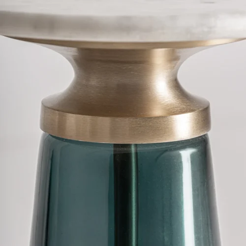 Table basse verre bleu et marbre blanc 31 cm Vical Home — vue 3