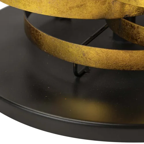Table basse verre et métal doré Yuku anneaux empilés Ethan Chloé 92 cm — vue 7