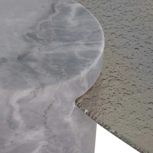 Table basse verre irisé Tucson plateau carré sur cylindres de marbre Ethan Chloé 100 cm — vue 7