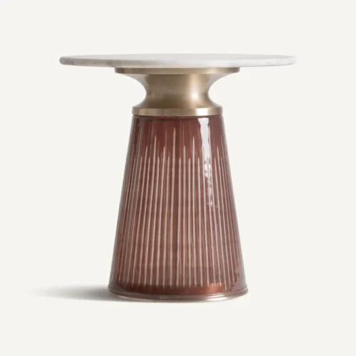 Table basse verre marron et marbre blanc Vical Home