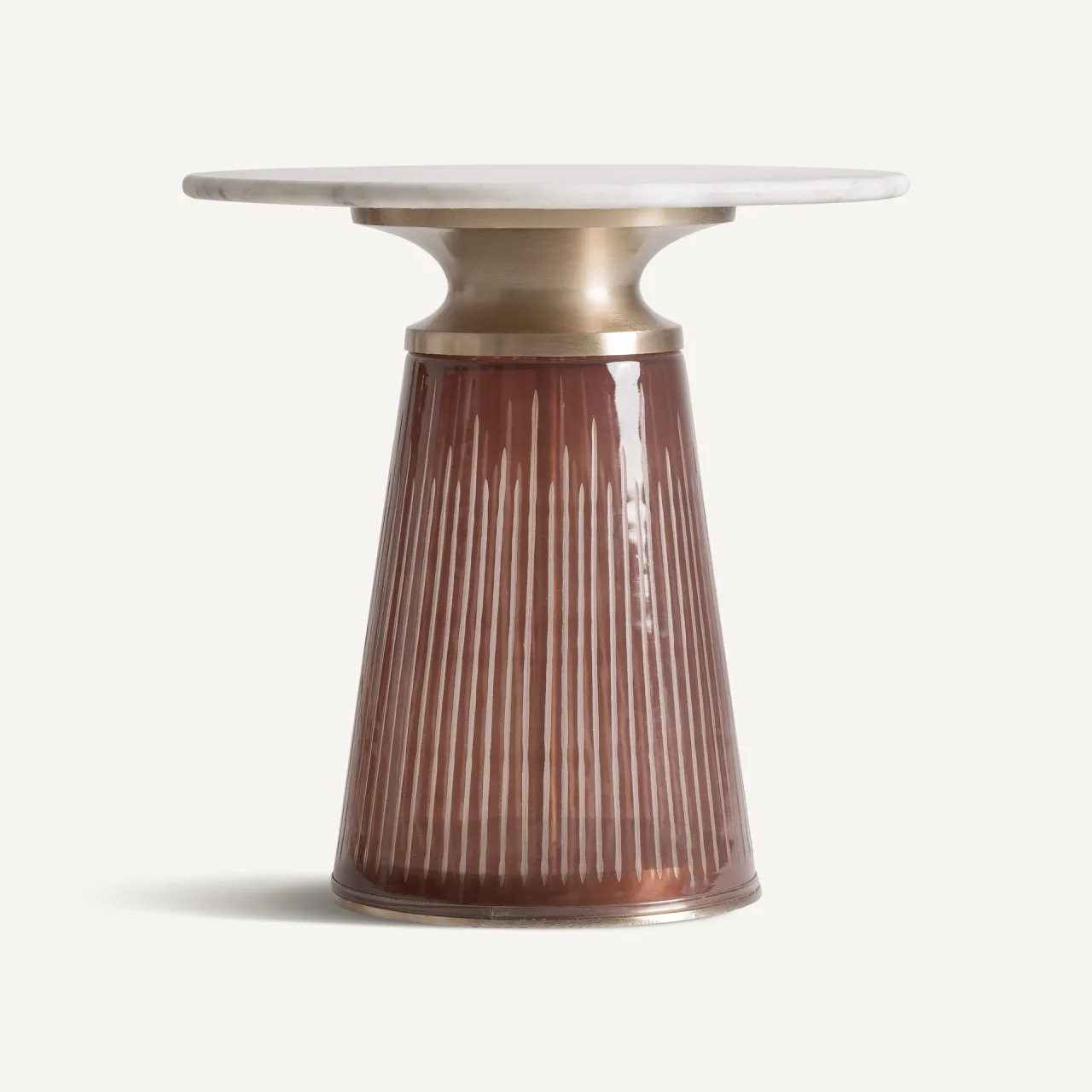 Table basse verre marron et marbre blanc Vical Home