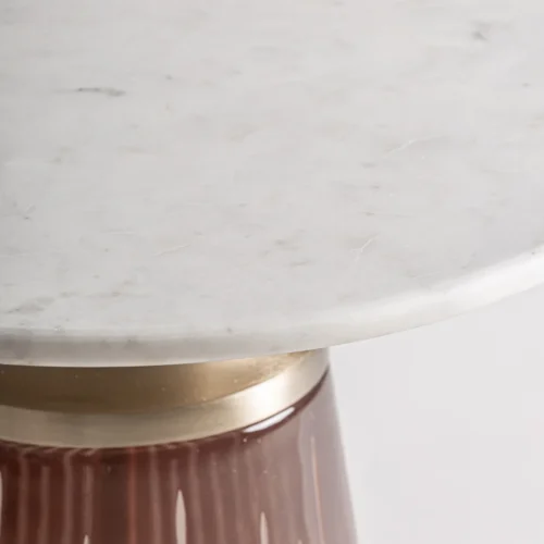 Table basse verre marron et marbre blanc Vical Home — vue 2
