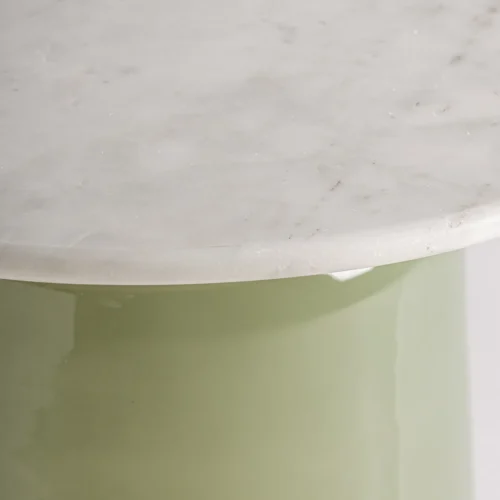 Table basse verre pistache et marbre blanc Vical Home — vue 2