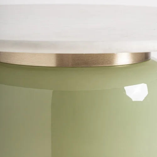 Table basse verre pistache et marbre blanc Vical Home — vue 3