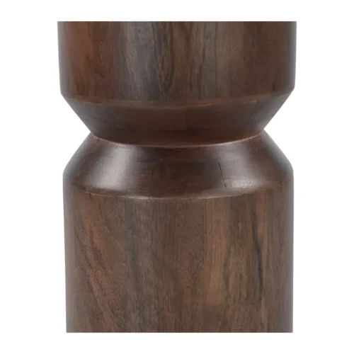 Table bistrot travertin ronde pied colonne bois de mindi Ethan Chloé 70 cm — vue 4