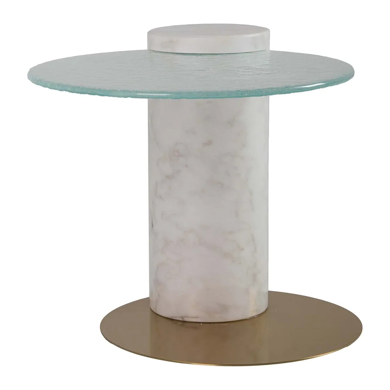 Table d'appoint marbre blanc Tucson plateau verre dépoli Ethan Chloé 45 cm — vue 5