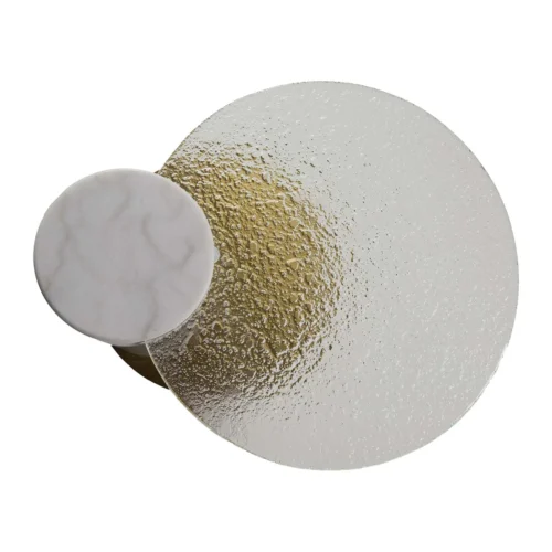 Table d'appoint marbre blanc Tucson plateau verre dépoli Ethan Chloé 45 cm — vue 8