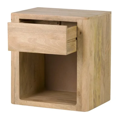 Table de chevet bois de manguier Felo tiroir et niche Ethan Chloé 55 cm — vue 3