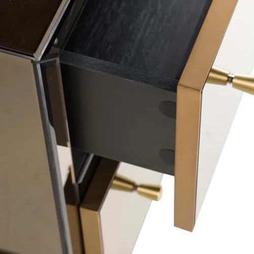 Table de chevet miroir champagne Prestine 2 tiroirs dorés Ethan Chloé 65 cm — vue 12