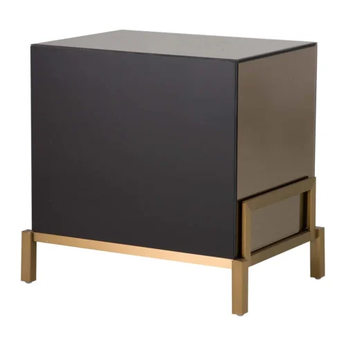 Table de chevet miroir champagne Prestine 2 tiroirs dorés Ethan Chloé 65 cm — vue 4