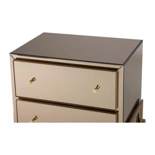 Table de chevet miroir champagne Prestine 2 tiroirs dorés Ethan Chloé 65 cm — vue 6