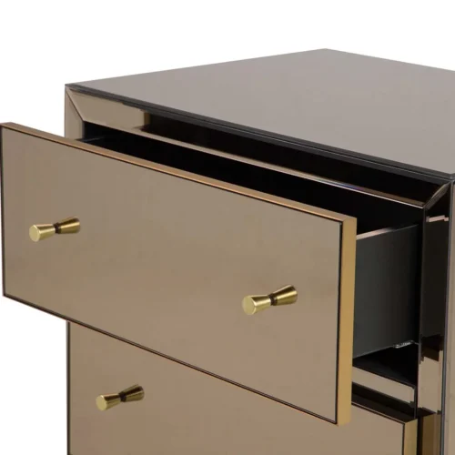 Table de chevet miroir champagne Prestine 2 tiroirs dorés Ethan Chloé 65 cm — vue 7