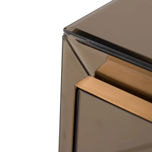Table de chevet miroir champagne Prestine 2 tiroirs dorés Ethan Chloé 65 cm — vue 9