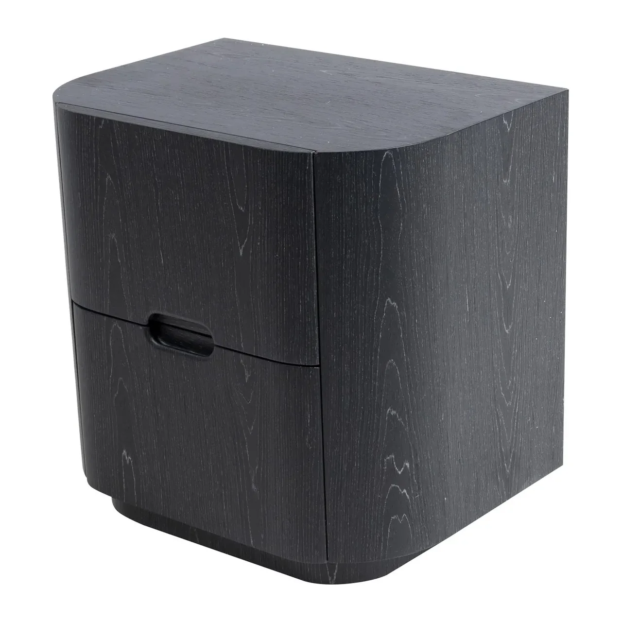 Table de chevet noire veinée 2 tiroirs Ligna angles arrondis Ethan Chloé 56 cm