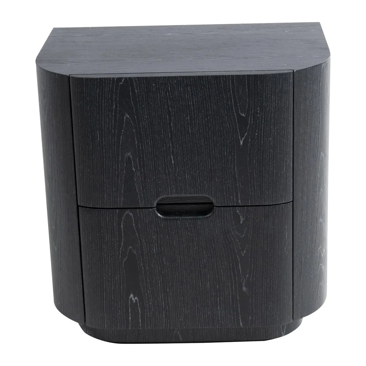 Table de chevet noire veinée 2 tiroirs Ligna angles arrondis Ethan Chloé 56 cm — vue 2