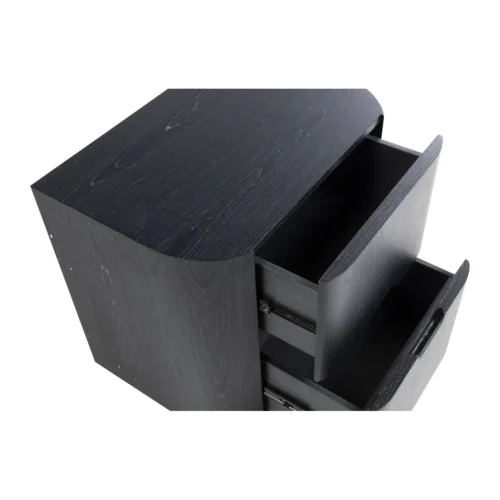 Table de chevet noire veinée 2 tiroirs Ligna angles arrondis Ethan Chloé 56 cm — vue 5