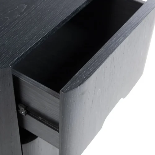 Table de chevet noire veinée 2 tiroirs Ligna angles arrondis Ethan Chloé 56 cm — vue 7