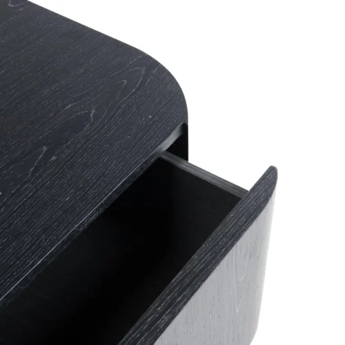Table de chevet noire veinée 2 tiroirs Ligna angles arrondis Ethan Chloé 56 cm — vue 8