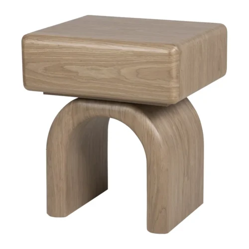 Tables de chevet Ethan Chloé Table de chevet plaqué noyer clair Ligna piétement en arche Ethan Chloé 50 cm