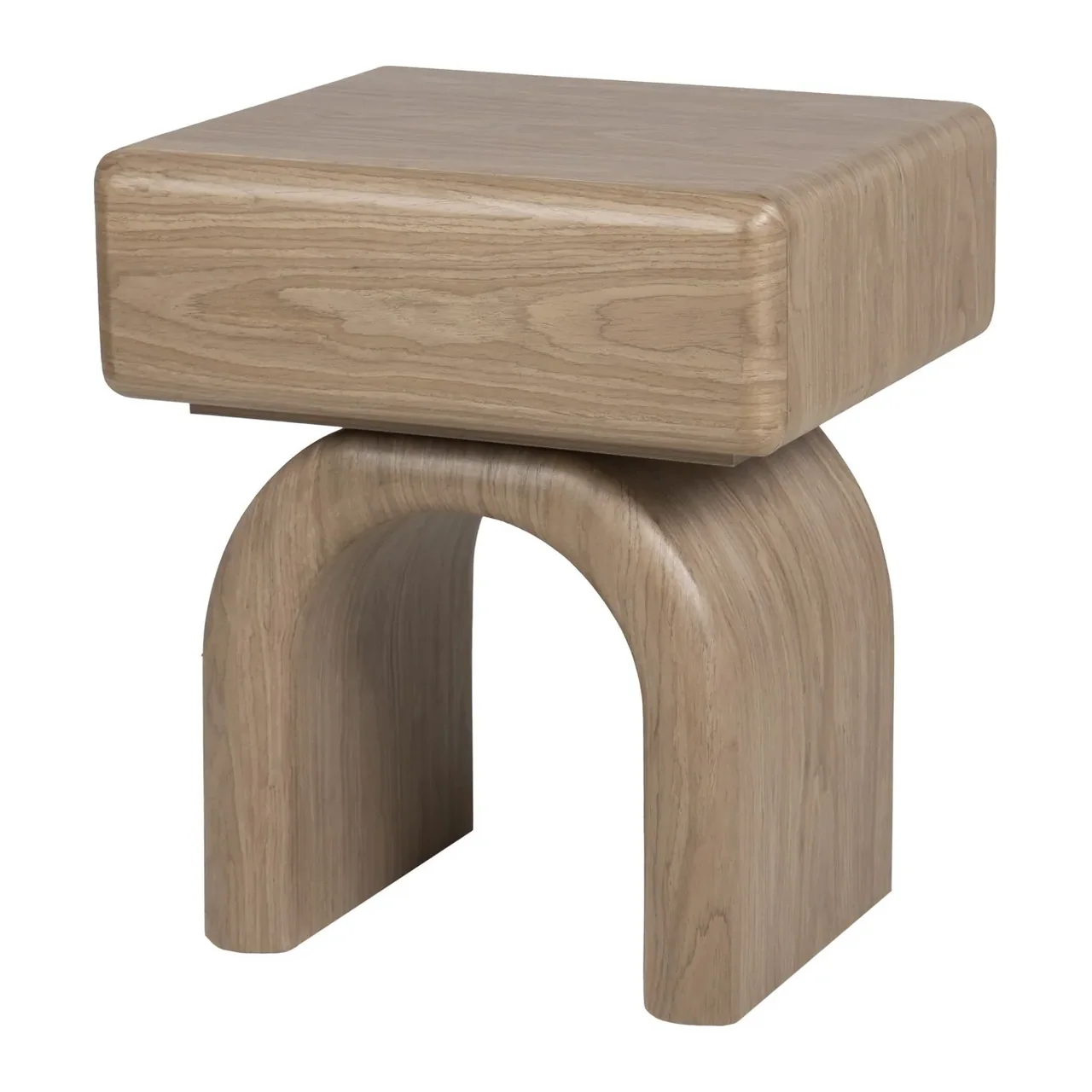Table de chevet plaqué noyer clair Ligna piétement en arche Ethan Chloé 50 cm