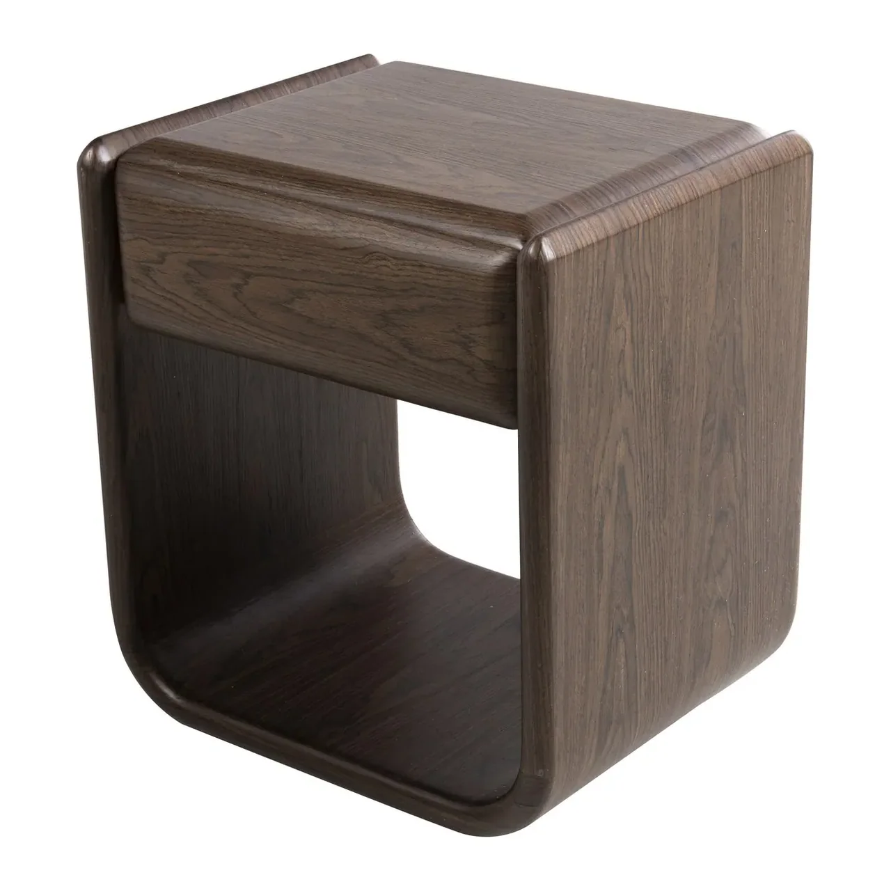 Table de chevet plaqué noyer foncé Ligna arche ouverte Ethan Chloé 51 cm