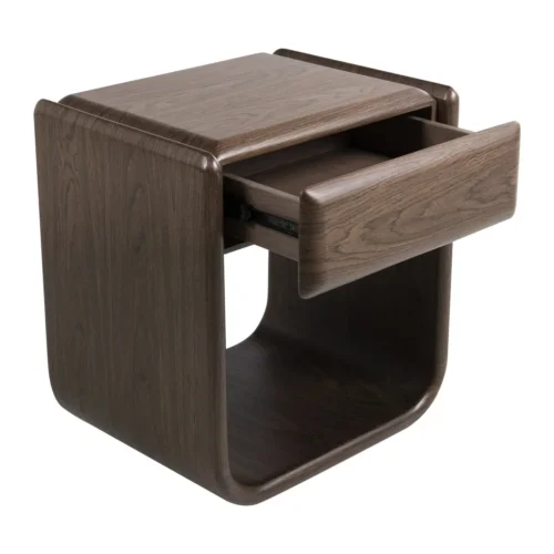 Table de chevet plaqué noyer foncé Ligna arche ouverte Ethan Chloé 51 cm — vue 3