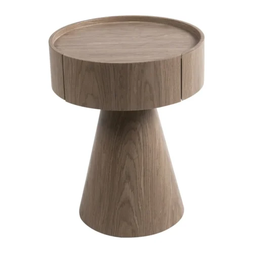 Ethan Chloé Table de chevet plaqué noyer pied évasé Ligna un tiroir Ethan Chloé 52 cm