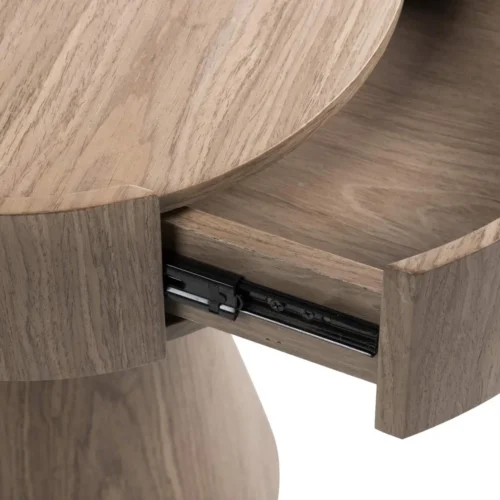 Table de chevet plaqué noyer pied évasé Ligna un tiroir Ethan Chloé 52 cm — vue 5
