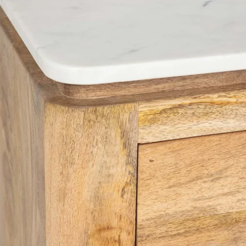 Table de chevet plateau marbre Felo bois de manguier Ethan Chloé 55 cm — vue 12