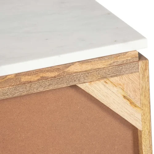 Table de chevet plateau marbre Felo bois de manguier Ethan Chloé 55 cm — vue 13