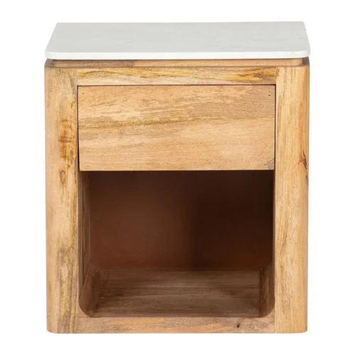 Table de chevet plateau marbre Felo bois de manguier Ethan Chloé 55 cm — vue 3