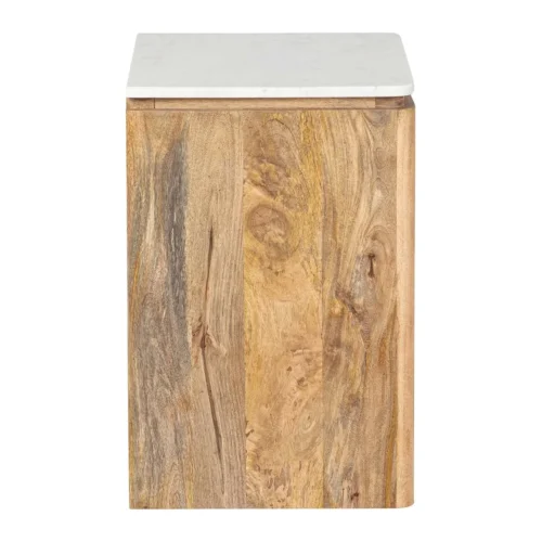 Table de chevet plateau marbre Felo bois de manguier Ethan Chloé 55 cm — vue 4