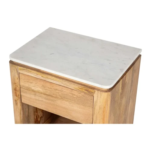 Table de chevet plateau marbre Felo bois de manguier Ethan Chloé 55 cm — vue 7