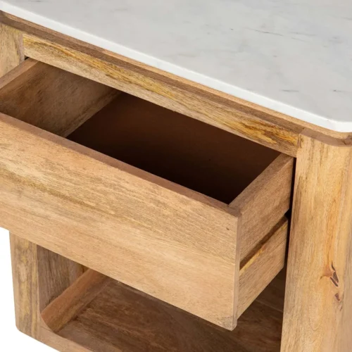 Table de chevet plateau marbre Felo bois de manguier Ethan Chloé 55 cm — vue 8