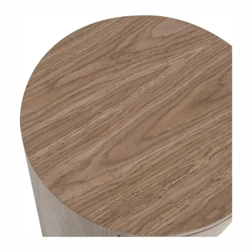 Table de chevet ronde plaqué noyer Ligna niche et tiroir Ethan Chloé 50 cm — vue 6