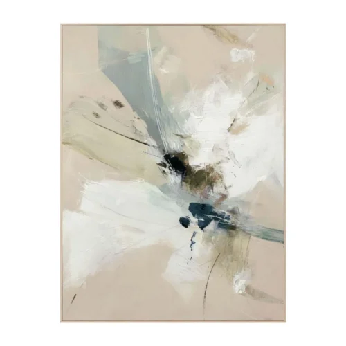 Décoration murale Tableau abstrait beige blanc et gris-bleu Ixia 90 × 120 cm